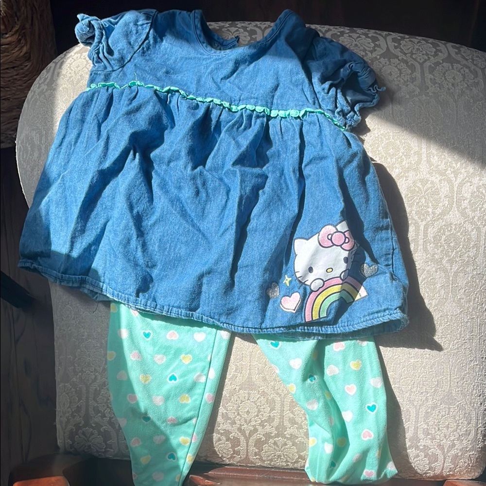 Hello Kitty Denim Dress with Heart Leggings